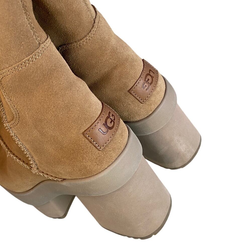 UGG New Heights Chestnut Brown Platform Xtra Boots Size 8 - Picture 2 of 12
